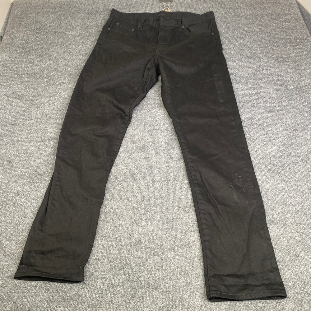 Uniqlo Mens Selvedge Slim Fit Jeans Black Denim 32x32 452522 Stretch Pants